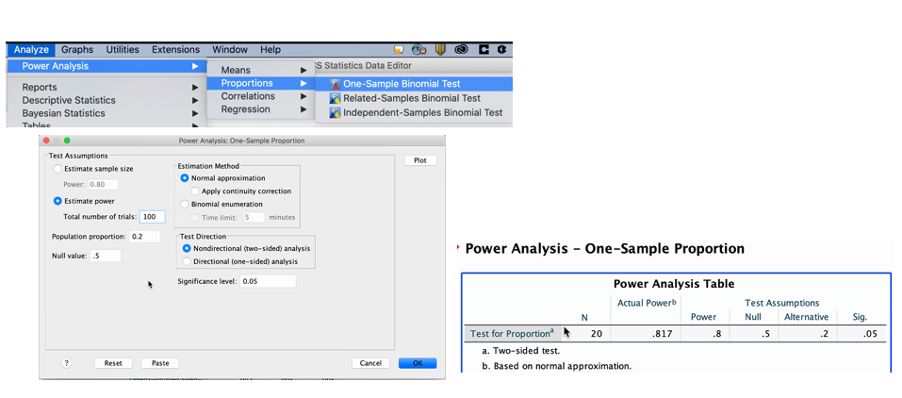 Power analysis in SPSS 27