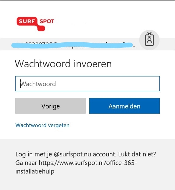 Wachtwoord Office 365 ProPlus