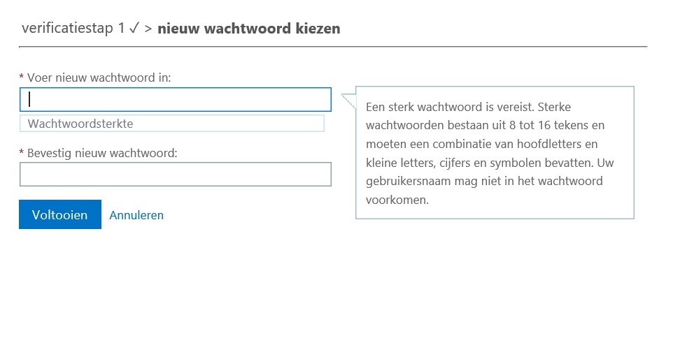 Office 365 ProPlus nieuw wachtwoord